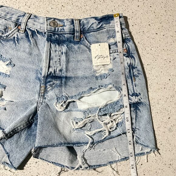 We The Free Shorts Blue Destroyed Button Fly Raw Hem 24 - Picture 8 of 14